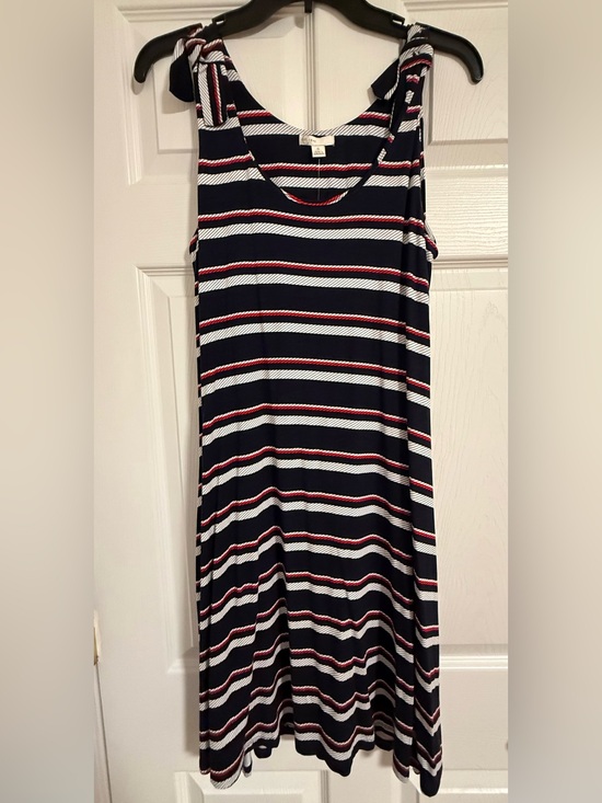 C Est. 1946 Dresses & Skirts - Striped Navy, White & Red Tie-Shoulder Swing Dress Size S